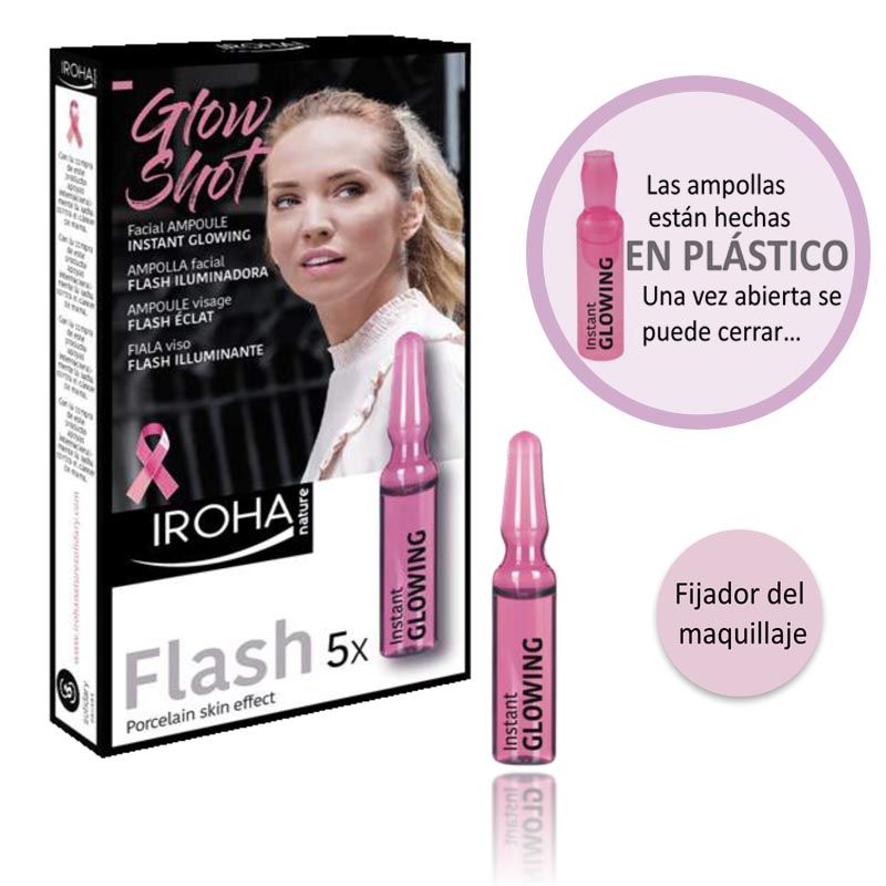 ampolla facial flash iluminadora antifatiga iroha ampollas